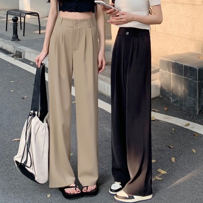 [Special Offer] Women's Loose Straight Khaki Suit Pants Summer New ...