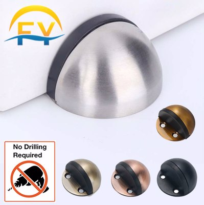 (no Drilling) Fy Half Moon Magnetic Door Stopper Stainless Steel Non 